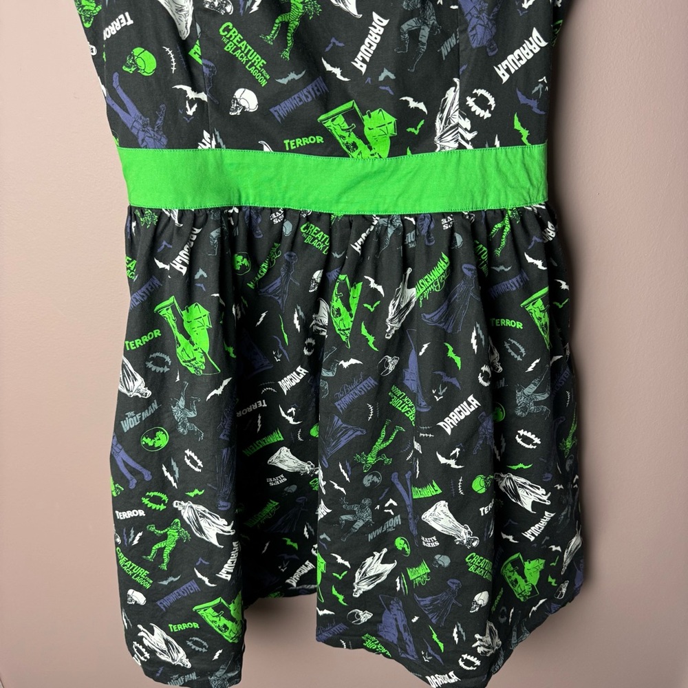 Monsters Universal Studios Dress Black Green Frankenstein Bride L - Picture 4 of 8